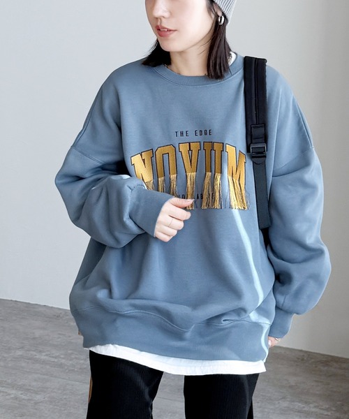 reca(レカ)の「フリンジロゴ刺繍BIGプルオーバー(スウェット・レディース・オートミール/チャコール/ブルー・FREE)」の18枚目の写真