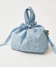 pom ponette junior（ポンポネットジュニア）の「ミントくん総柄刺しゅう巾着トート（トートバッグ）」