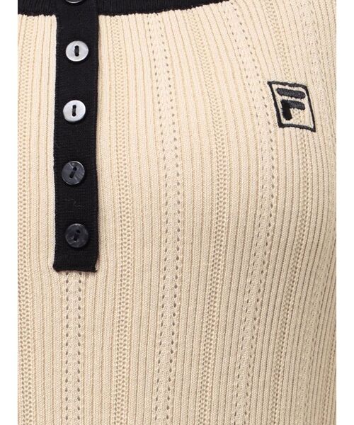 LAGUNAMOON(ラグナムーン)の「【FILA別注】ドライタッチバイカラーフリルデザインノースリーブニットワンピース【セットアップ対応】(ワンピース・レディース・ブラック/その他1/ベージュ・MEDIUM/SMALL)」の5枚目の写真