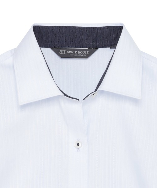 TOKYO SHIRTS(トウキョウシャツ)の「【超形態安定】 形態安定ノーアイロン ワイド 長袖ビジネスワイシャツ(ビジネスシャツ・レディース・サックスブルー・S/M/L/LL/XL)」の4枚目の写真