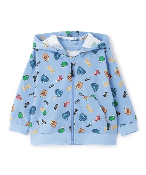 kladskap（クレードスコープ）の「総柄フード着脱式長袖パーカ（Tシャツ/カットソー・キッズ・ライラック/ベージュ・130cm/110cm/90cm/120cm/100cm）」の2枚目の写真