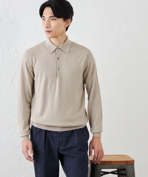S.ESSENTIALS(エスエッセンシャルズ)の「14Gメリノウールポロ(ニット/セーター・メンズ・チャコールグレー/ベージュ/ダークネイビー・46/48/50)」の2枚目の写真