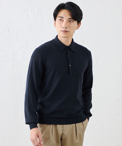 S.ESSENTIALS(エスエッセンシャルズ)の「14Gメリノウールポロ(ニット/セーター・メンズ・チャコールグレー/ベージュ/ダークネイビー・46/48/50)」の3枚目の写真