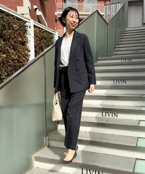 MICO COULIER（ミコクリエ）の「《セットアップ対応》ライトモククロスジャケット（テーラードジャケット・レディース・グレイッシュベージュ/ネイビー・38）」の7枚目の写真