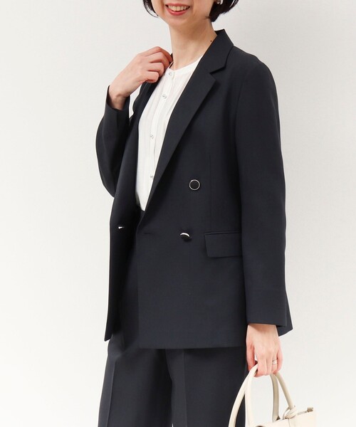 MICO COULIER（ミコクリエ）の「《セットアップ対応》ライトモククロスジャケット（テーラードジャケット・レディース・グレイッシュベージュ/ネイビー・38）」の10枚目の写真