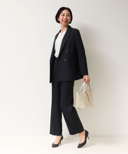 MICO COULIER（ミコクリエ）の「《セットアップ対応》ライトモククロスジャケット（テーラードジャケット・レディース・グレイッシュベージュ/ネイビー・38）」の11枚目の写真