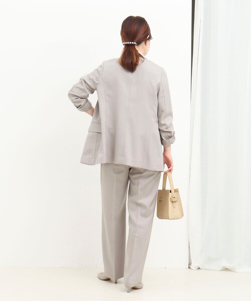 MICO COULIER（ミコクリエ）の「《セットアップ対応》ライトモククロスジャケット（テーラードジャケット・レディース・グレイッシュベージュ/ネイビー・38）」の3枚目の写真