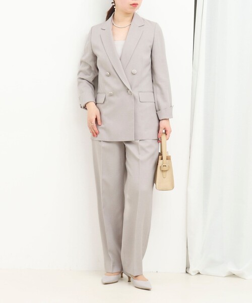 MICO COULIER（ミコクリエ）の「《セットアップ対応》ライトモククロスジャケット（テーラードジャケット・レディース・グレイッシュベージュ/ネイビー・38）」の5枚目の写真