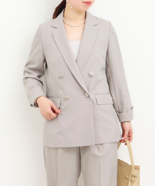 MICO COULIER（ミコクリエ）の「《セットアップ対応》ライトモククロスジャケット（テーラードジャケット・レディース・グレイッシュベージュ/ネイビー・38）」の6枚目の写真