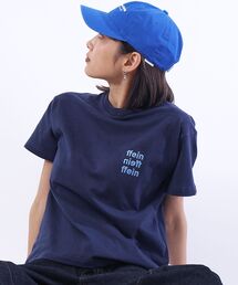 【FFEIN（フェイン）】ワンポイント3段ロゴ刺繍ショート丈Tシャツ / クルーネック 半袖 ワンポイント シンプル 【短丈】