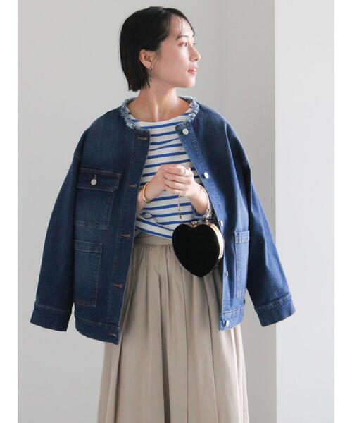 Te chichi（テチチ）の「ノーカラーデニムジャケット（ノーカラージャケット・レディース・ネイビー/ブルー・F）」の11枚目の写真