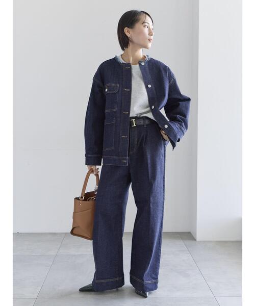 Te chichi（テチチ）の「ノーカラーデニムジャケット（ノーカラージャケット・レディース・ネイビー/ブルー・F）」の12枚目の写真