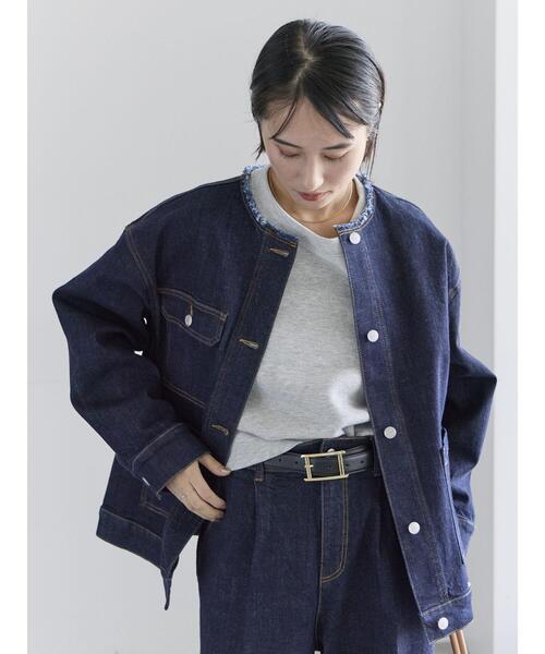 Te chichi（テチチ）の「ノーカラーデニムジャケット（ノーカラージャケット・レディース・ネイビー/ブルー・F）」の14枚目の写真