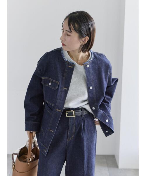 Te chichi（テチチ）の「ノーカラーデニムジャケット（ノーカラージャケット・レディース・ネイビー/ブルー・F）」の15枚目の写真