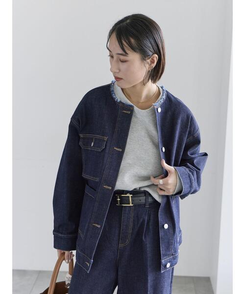 Te chichi（テチチ）の「ノーカラーデニムジャケット（ノーカラージャケット・レディース・ネイビー/ブルー・F）」の16枚目の写真