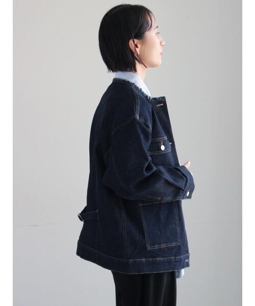 Te chichi（テチチ）の「ノーカラーデニムジャケット（ノーカラージャケット・レディース・ネイビー/ブルー・F）」の21枚目の写真