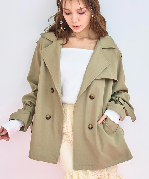 ANAP（アナップ）の「ショートトレンチコート（トレンチコート・レディース・ベージュ/カーキ・F）」の2枚目の写真