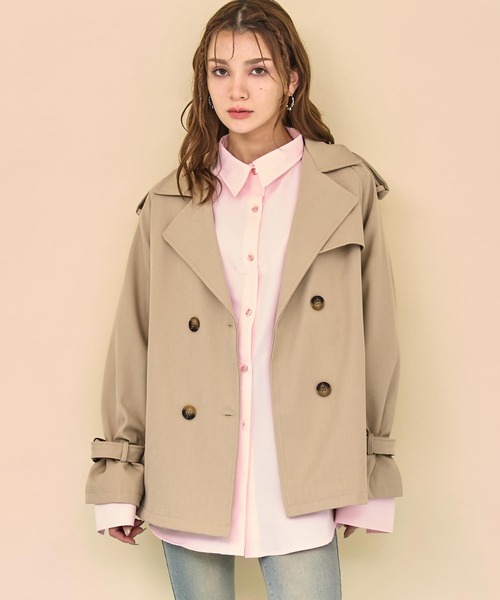 ANAP（アナップ）の「ショートトレンチコート（トレンチコート・レディース・ベージュ/カーキ・F）」の3枚目の写真