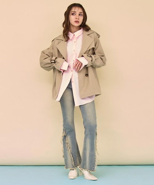 ANAP（アナップ）の「ショートトレンチコート（トレンチコート・レディース・ベージュ/カーキ・F）」の8枚目の写真