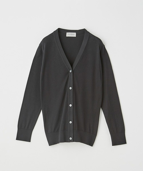 JOHN SMEDLEY(ジョンスメドレー)の「Vネック長袖コットンニットカーディガン(カーディガン/ボレロ・レディース・ブラック・M/S)」の2枚目の写真
