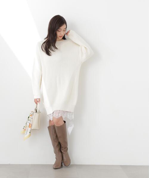 PROPORTION BODY DRESSING（プロポーションボディドレッシング）の「＜Ｅ＞スプリングレースレイヤード風ニットワンピース / 1216147201（ワンピース・レディース・ホワイト系その他/イエロー/ネイビー・P/S/MEDIUM）」の4枚目の写真