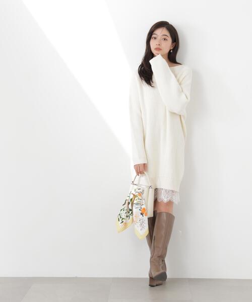 PROPORTION BODY DRESSING（プロポーションボディドレッシング）の「＜Ｅ＞スプリングレースレイヤード風ニットワンピース / 1216147201（ワンピース・レディース・ホワイト系その他/イエロー/ネイビー・P/S/MEDIUM）」の5枚目の写真