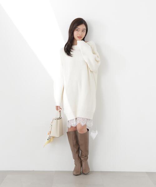 PROPORTION BODY DRESSING（プロポーションボディドレッシング）の「＜Ｅ＞スプリングレースレイヤード風ニットワンピース / 1216147201（ワンピース・レディース・ホワイト系その他/イエロー/ネイビー・P/S/MEDIUM）」の8枚目の写真