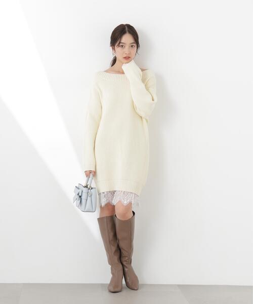 PROPORTION BODY DRESSING（プロポーションボディドレッシング）の「＜Ｅ＞スプリングレースレイヤード風ニットワンピース / 1216147201（ワンピース・レディース・ホワイト系その他/イエロー/ネイビー・P/S/MEDIUM）」の13枚目の写真