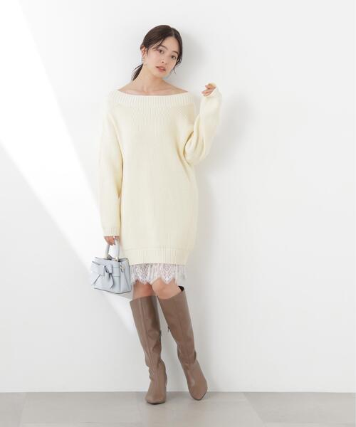 PROPORTION BODY DRESSING（プロポーションボディドレッシング）の「＜Ｅ＞スプリングレースレイヤード風ニットワンピース / 1216147201（ワンピース・レディース・ホワイト系その他/イエロー/ネイビー・P/S/MEDIUM）」の14枚目の写真