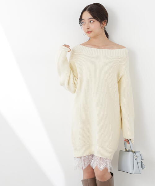 PROPORTION BODY DRESSING（プロポーションボディドレッシング）の「＜Ｅ＞スプリングレースレイヤード風ニットワンピース / 1216147201（ワンピース・レディース・ホワイト系その他/イエロー/ネイビー・P/S/MEDIUM）」の3枚目の写真