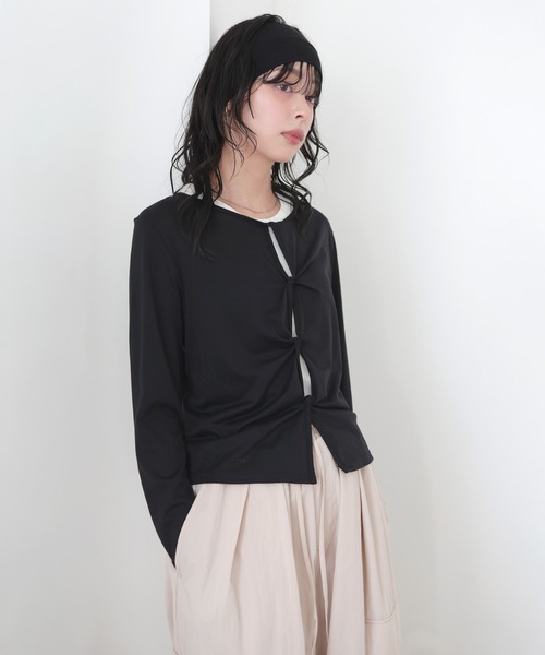 LIAN（リアン）の「2WAYクロスデザインプルオーバー（Tシャツ/カットソー・レディース・ブラック/グレー/イエロー・FREE）」の10枚目の写真
