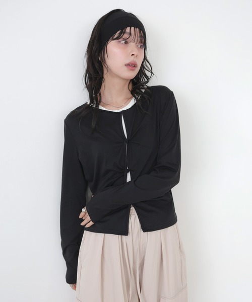 LIAN（リアン）の「2WAYクロスデザインプルオーバー（Tシャツ/カットソー・レディース・ブラック/グレー/イエロー・FREE）」の14枚目の写真