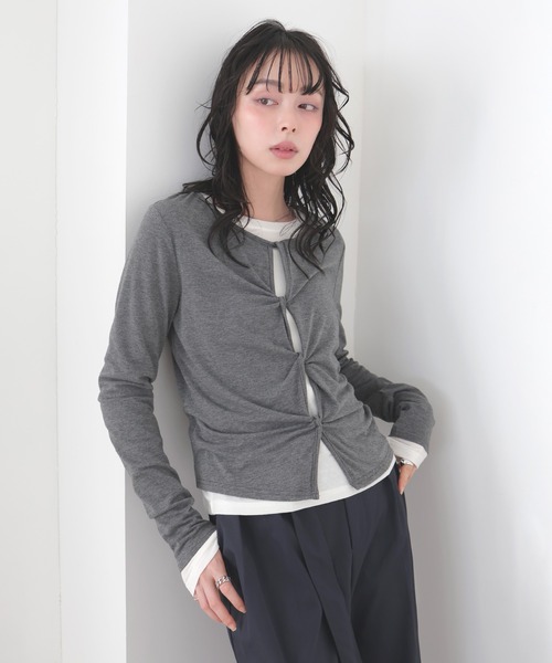 LIAN（リアン）の「2WAYクロスデザインプルオーバー（Tシャツ/カットソー・レディース・ブラック/グレー/イエロー・FREE）」の6枚目の写真