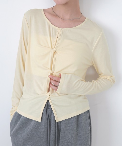 LIAN（リアン）の「2WAYクロスデザインプルオーバー（Tシャツ/カットソー・レディース・ブラック/グレー/イエロー・FREE）」の22枚目の写真