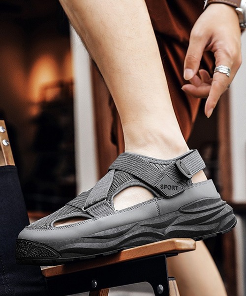 WESTBOY（ウエストボーイ）の「厚底 ベルクロ ユニセックス ボリュームソール スポーツサンダル WO26S4SD11（サンダル・メンズ・ブラック/グレー・44/43/42/41）」の4枚目の写真