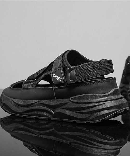 WESTBOY（ウエストボーイ）の「厚底 ベルクロ ユニセックス ボリュームソール スポーツサンダル WO26S4SD11（サンダル・メンズ・ブラック/グレー・44/43/42/41）」の7枚目の写真