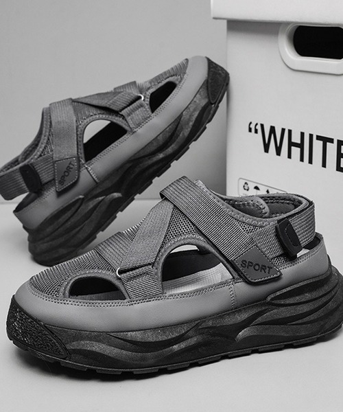 WESTBOY（ウエストボーイ）の「厚底 ベルクロ ユニセックス ボリュームソール スポーツサンダル WO26S4SD11（サンダル・メンズ・ブラック/グレー・44/43/42/41）」の8枚目の写真