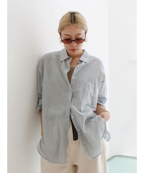 Ungrid（アングリッド）の「シアールーズシャツ（シャツ/ブラウス・レディース・イエロー/ブルー/オフホワイト/パープル・FREE）」の3枚目の写真