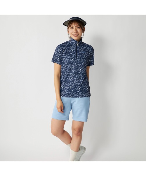 marie claire（マリ・クレール）の「marie claire GOLF/マリクレール ゴルフ ゴルフウェア 吸汗速乾 UVカット 総柄 ハーフジップ 半袖シャツ（Tシャツ/カットソー・レディース・ラベンダー/ネイビー/ホワイト・M/L/LL/3L）」の6枚目の写真