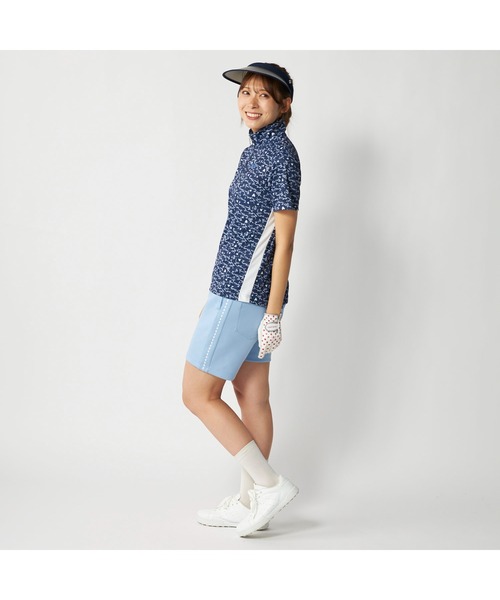 marie claire（マリ・クレール）の「marie claire GOLF/マリクレール ゴルフ ゴルフウェア 吸汗速乾 UVカット 総柄 ハーフジップ 半袖シャツ（Tシャツ/カットソー・レディース・ラベンダー/ネイビー/ホワイト・M/L/LL/3L）」の8枚目の写真