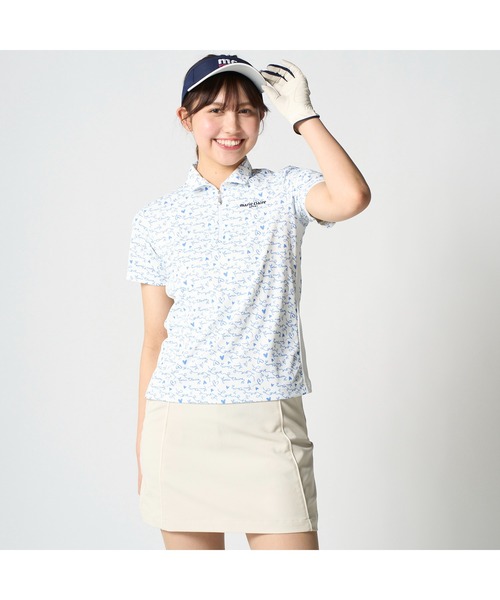 marie claire（マリ・クレール）の「marie claire GOLF/マリクレール ゴルフ ゴルフウェア 吸汗速乾 UVカット 総柄 ハーフジップ 半袖シャツ（Tシャツ/カットソー・レディース・ラベンダー/ネイビー/ホワイト・M/L/LL/3L）」の16枚目の写真