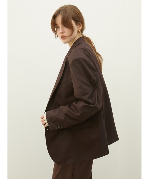 LA PEAU DE GEM（ラポドゥジェム）の「【LA PEAU DE GEM】T jacket/”T”ジャケット（テーラードジャケット・レディース・バーガンディー/グレー・FREE）」の5枚目の写真