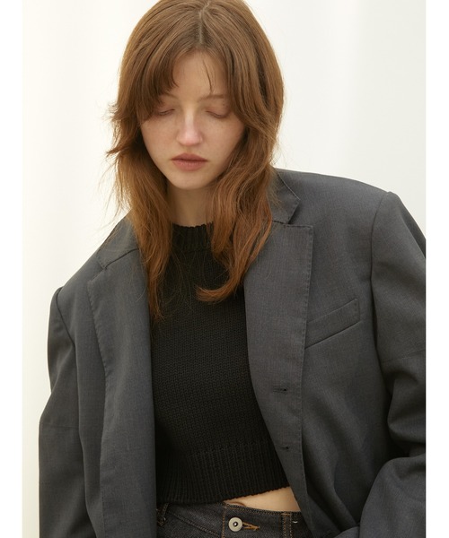 LA PEAU DE GEM（ラポドゥジェム）の「【LA PEAU DE GEM】T jacket/”T”ジャケット（テーラードジャケット・レディース・バーガンディー/グレー・FREE）」の12枚目の写真