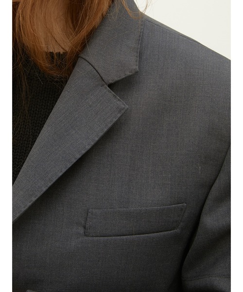 LA PEAU DE GEM（ラポドゥジェム）の「【LA PEAU DE GEM】T jacket/”T”ジャケット（テーラードジャケット・レディース・バーガンディー/グレー・FREE）」の19枚目の写真