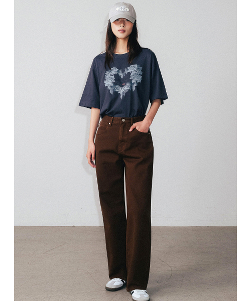 ANNEHEARTS（アンハーツ）の「Color Wide Denim Pants Dark Brown（デニムパンツ・レディース・その他・SMALL/LARGE/MEDIUM）」の2枚目の写真