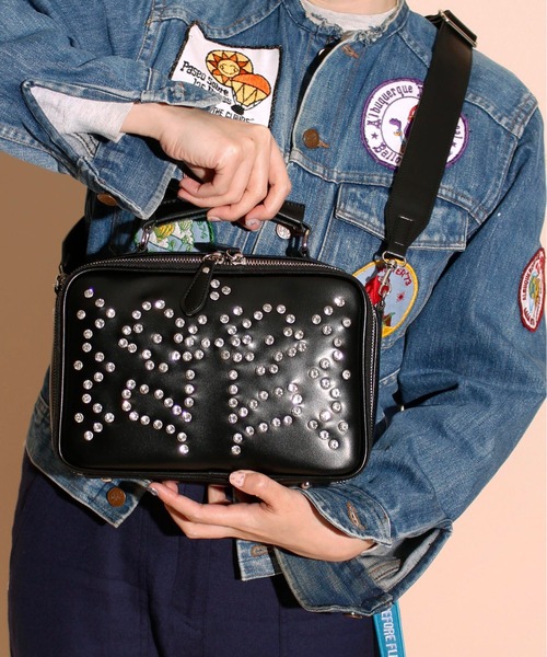 HEY!MrsROSE（ヘイミセスローズ）の「HEY! Mrs ROSE(ヘイ！ミセスローズ)Rhinestone Mini Boston（ショルダーバッグ・レディース・ブラウン/ブラック/チェック/イエロー・FREE）」の2枚目の写真