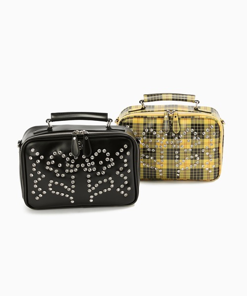 HEY!MrsROSE（ヘイミセスローズ）の「HEY! Mrs ROSE(ヘイ！ミセスローズ)Rhinestone Mini Boston（ショルダーバッグ・レディース・ブラウン/ブラック/チェック/イエロー・FREE）」の6枚目の写真