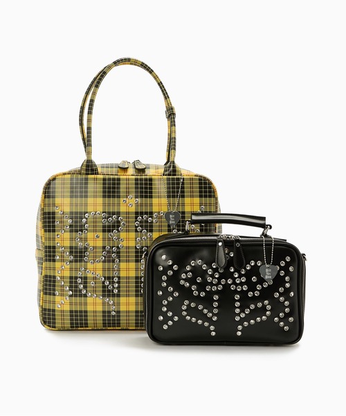 HEY!MrsROSE（ヘイミセスローズ）の「HEY! Mrs ROSE(ヘイ！ミセスローズ)Rhinestone Mini Boston（ショルダーバッグ・レディース・ブラウン/ブラック/チェック/イエロー・FREE）」の7枚目の写真