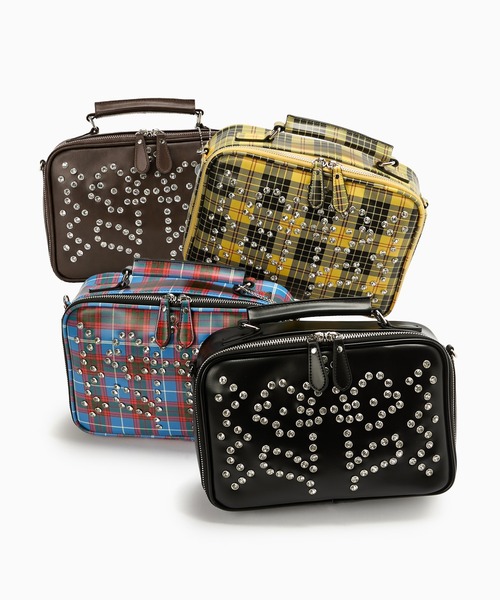 HEY!MrsROSE（ヘイミセスローズ）の「HEY! Mrs ROSE(ヘイ！ミセスローズ)Rhinestone Mini Boston（ショルダーバッグ・レディース・ブラウン/ブラック/チェック/イエロー・FREE）」の5枚目の写真