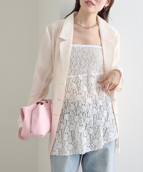 mystic(ミスティック)の「ベルト付きシアージャケット(その他アウター・レディース・アイボリー/チャコールグレー/ブラック・FREE)」の6枚目の写真